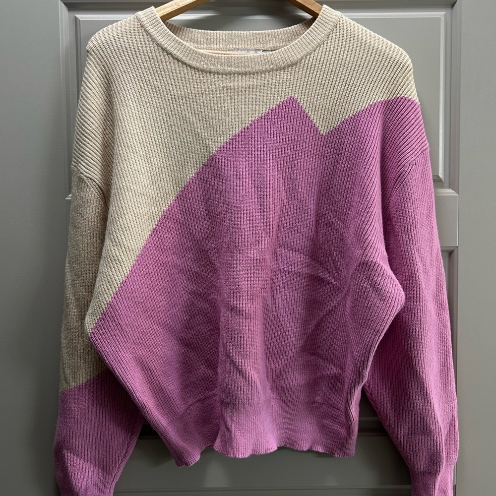 Colorblock Sweater in Beige and Pink